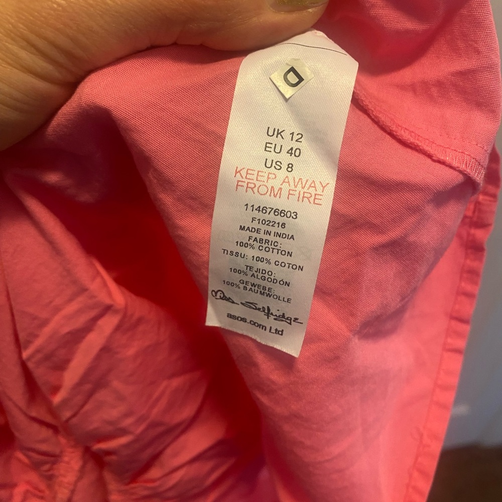 Miss Selfridge Asos Dress Pink Fit Flare Ruffled Puff Sleeve BARBIECORE 8 NEW - Picture 5 of 5